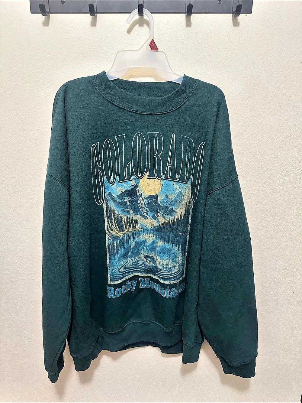 State of Mine Destination Crew Fleece Sweatshirt Colorado Green & Blue XL